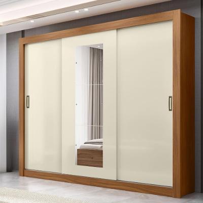 Guarda-Roupa Casal Maxel Residence 208x185xcm 3 Portas de Correr 4 Gavetas Espelho