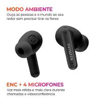 Fone de Ouvido Earbud AIWA AWS-EB-04B Cancelamento de Ruído IPX4 26h de Bateria Preto