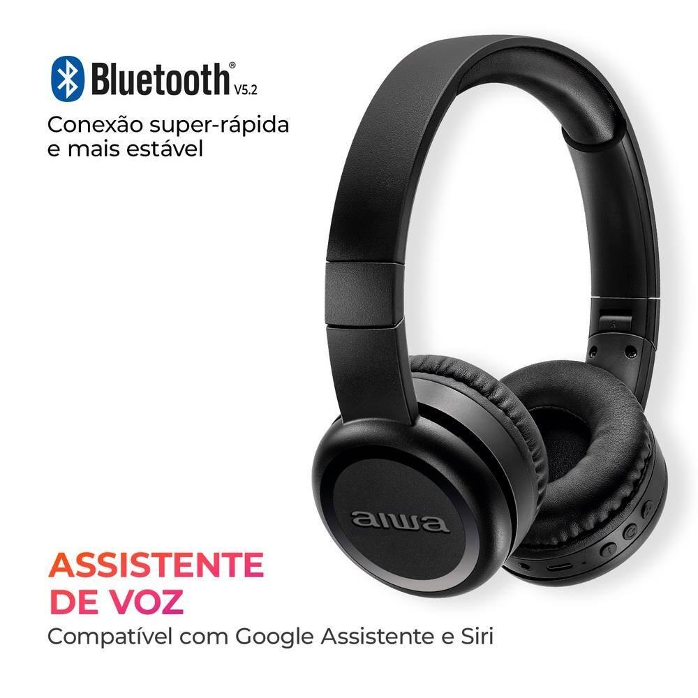 Headphone AIWA HP-03 Bluetooth 100h de Bateria IPX4 Preto - 6