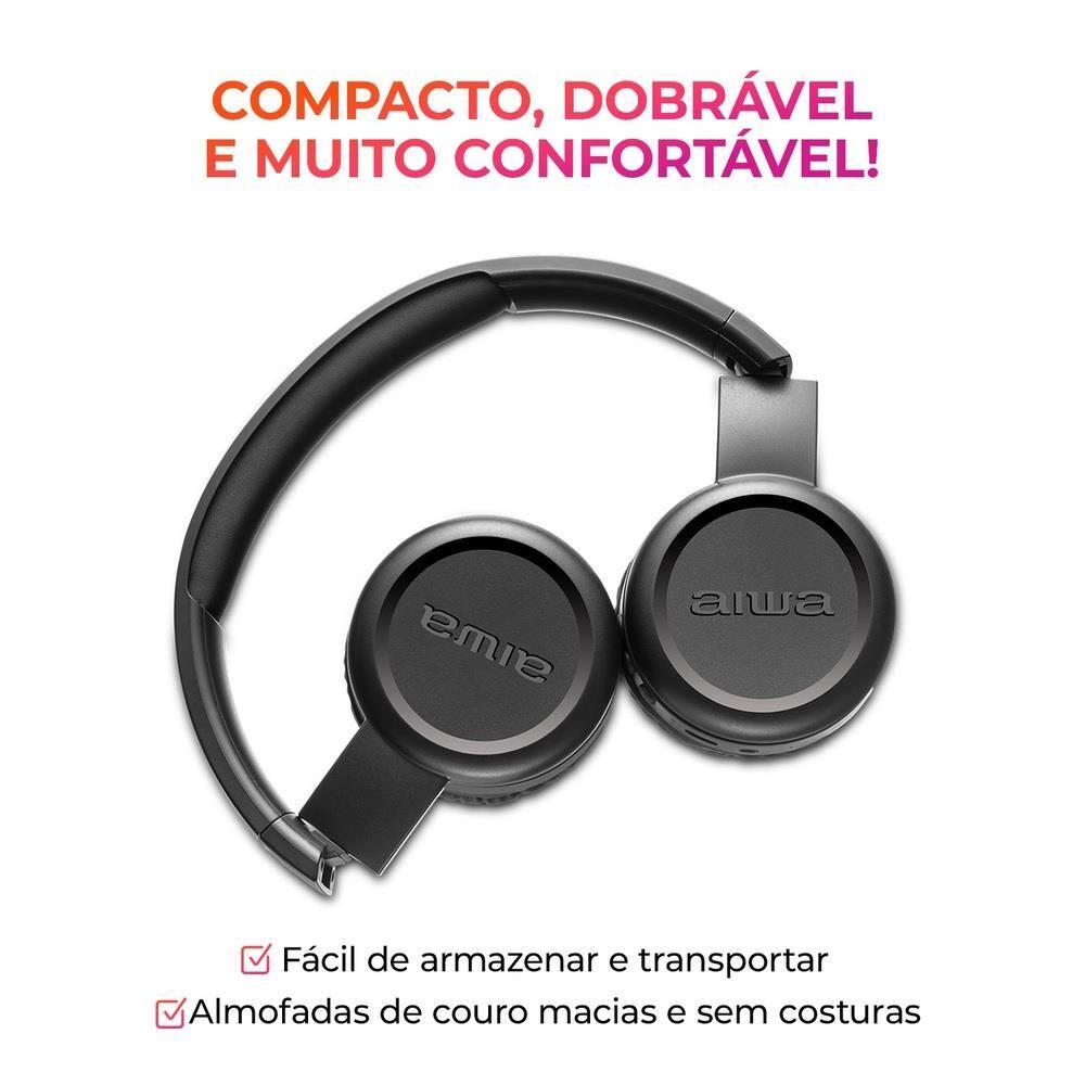 Headphone AIWA HP-03 Bluetooth 100h de Bateria IPX4 Preto - 7