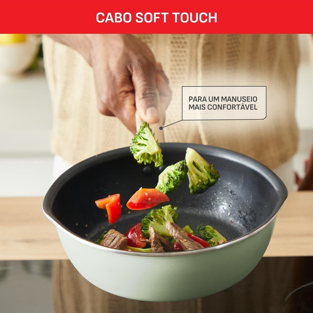 Panela Wok Tefal One Pick Pot 22cm Alumínio Antiaderente Indução Tampa Vidro Verde - 7