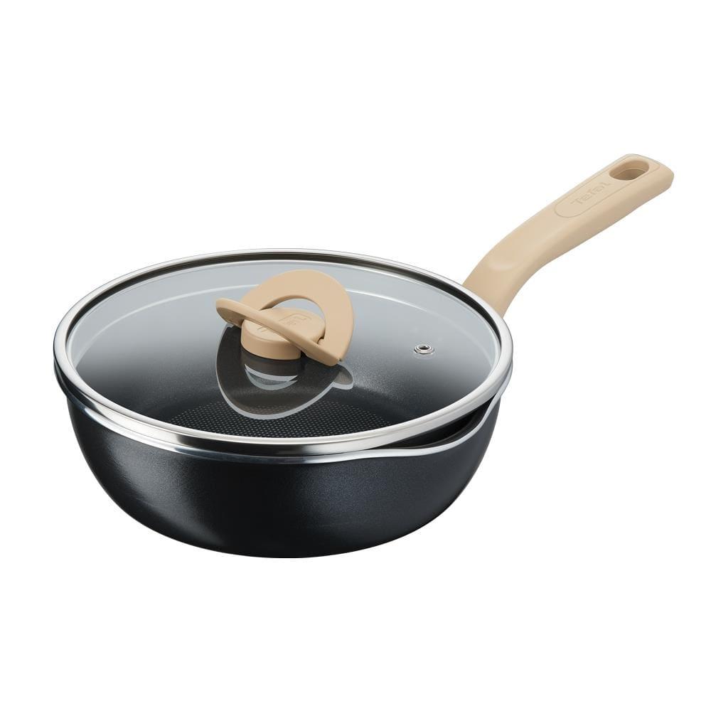 Panela Wok Tefal One Pick Pot 22cm Alumínio Antiaderente Indução Tampa Vidro Preto - 1