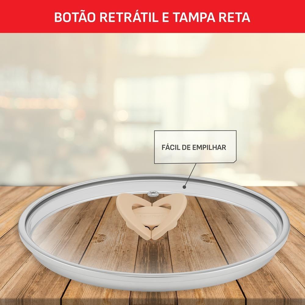Panela Wok Tefal One Pick Pot 22cm Alumínio Antiaderente Indução Tampa Vidro Vanila - 6