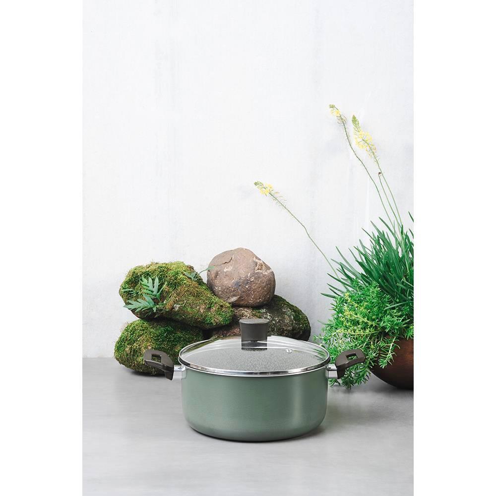 Caçarola Multiflon Ekó 22cm Antiaderente Tampa Vidro Verde - 4