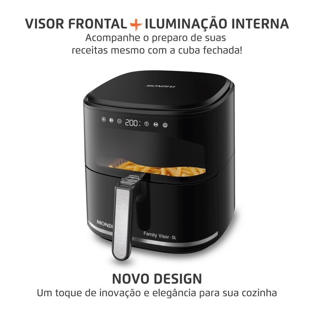 Fritadeira Air Fryer Mondial AF-50-DV Family Visor 5L 2000W Visor Frontal Digital Touch Preto - 2