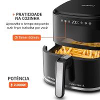 Fritadeira Air Fryer Mondial AF-50-DV Family Visor 5L 2000W Visor Frontal Digital Touch Preto - 7