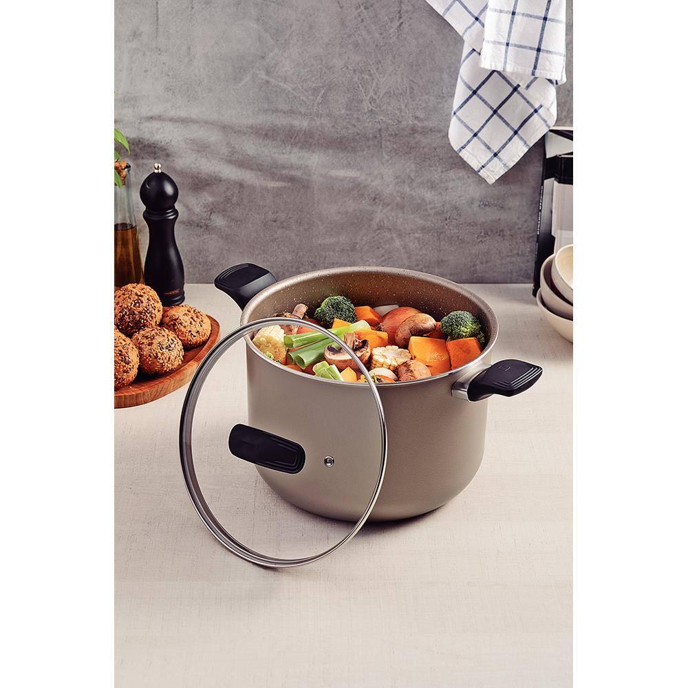 Caldeirão Tramontina Milazzo 26cm Alumínio Antiaderente Starflon Max Soft-touch Amêndoa - 4