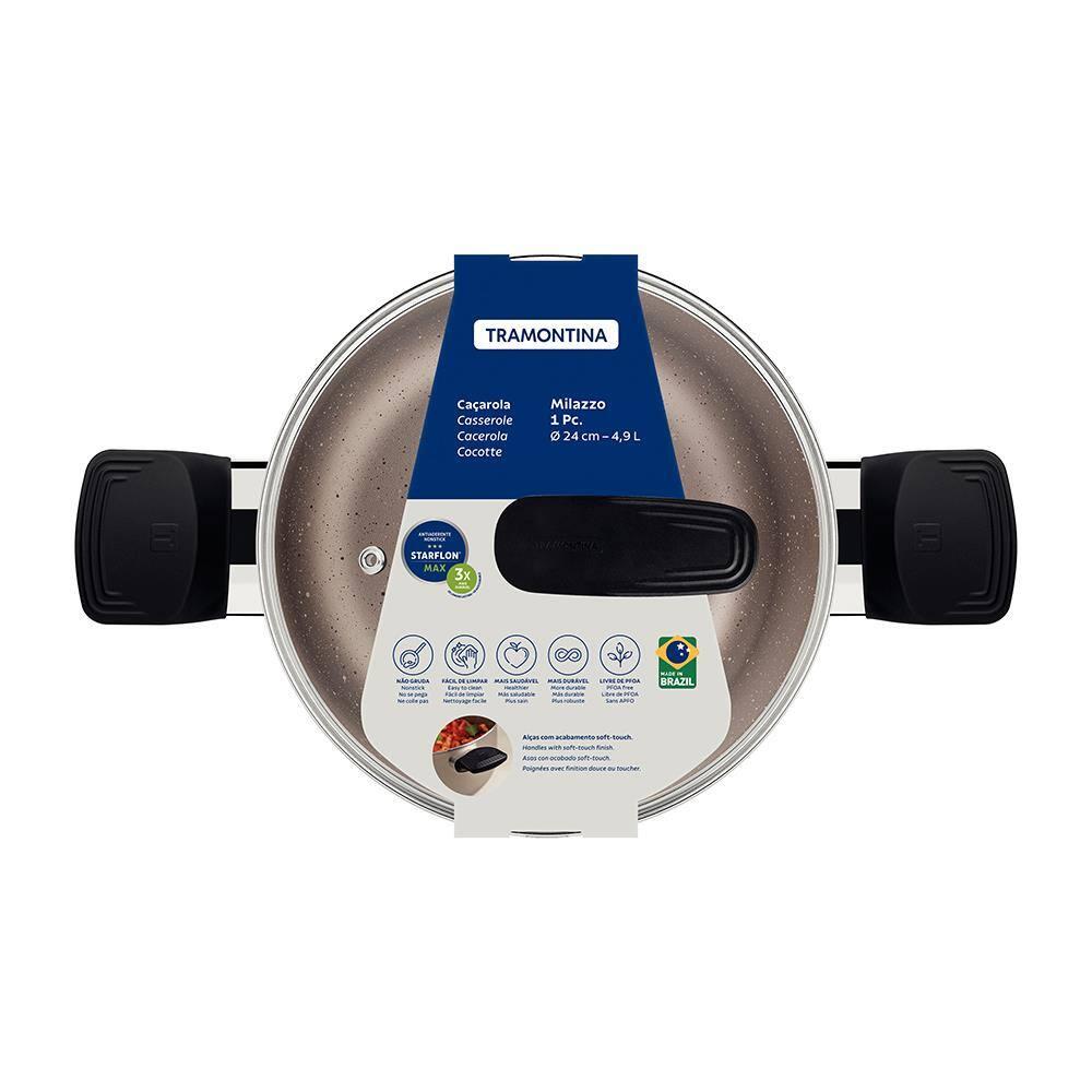 Caçarola Tramontina Milazzo 24cm Alumínio Antiaderente Starflon Max Soft-touch Amêndoa - 4