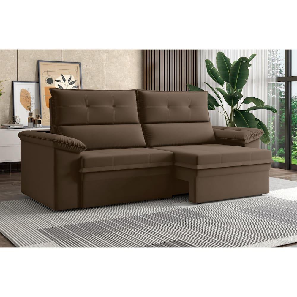 Sofá 3 Lugares Luizzi Alaska 205cm Retrátil Reclinável Veludo - 1