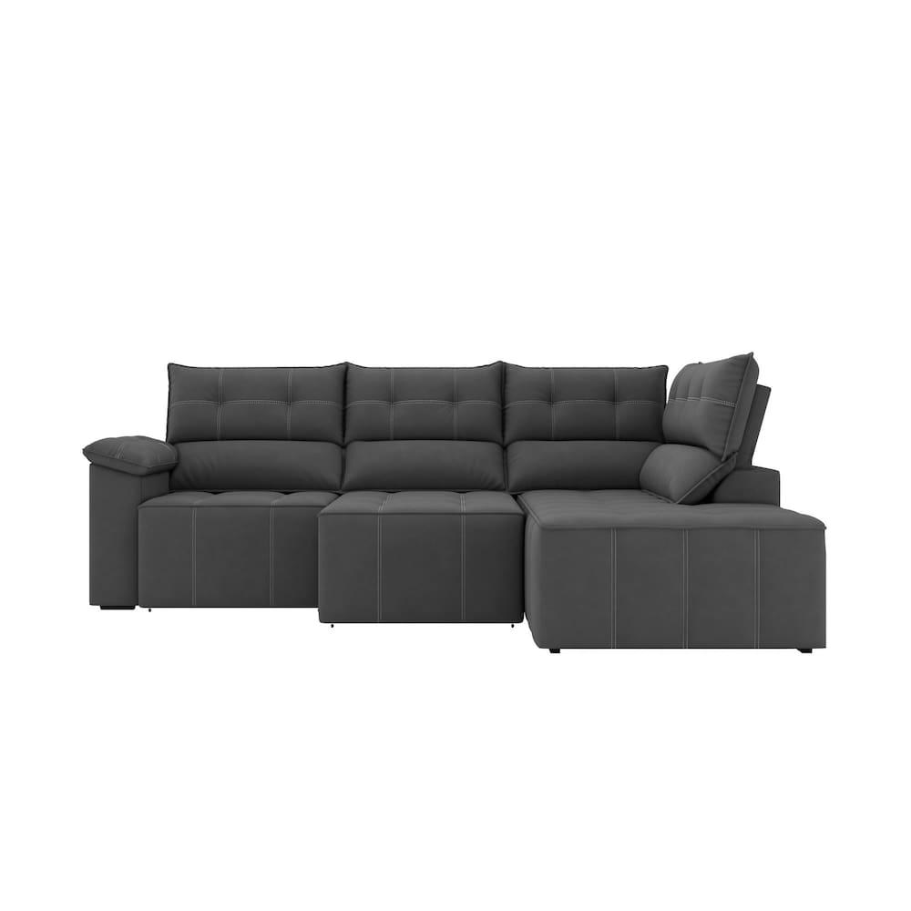 Sofá de Canto 5 Lugares Luizzi Santorini 230cm Retrátil Chaise Veludo - 3