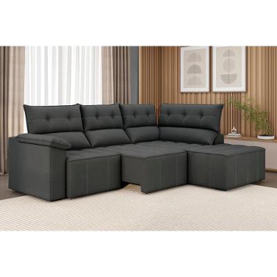 Sofá de Canto 5 Lugares Luizzi Santorini 230cm Retrátil Chaise Veludo