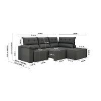 Sofá de Canto 5 Lugares Luizzi Santorini 230cm Retrátil Chaise Veludo - 6