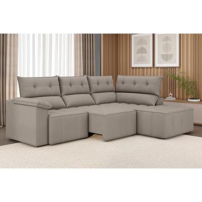 Sofá de Canto 5 Lugares Luizzi Santorini 230cm Retrátil Chaise Veludo