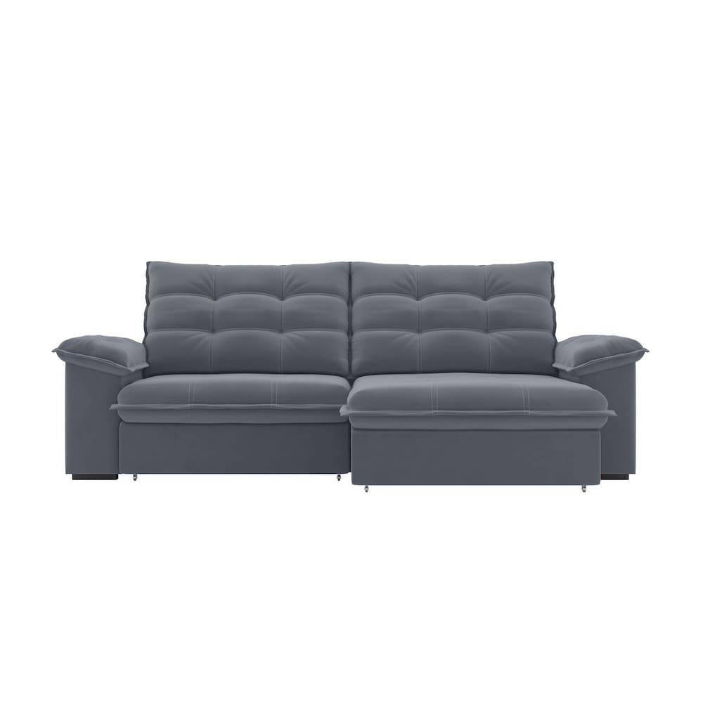 Sofá 4 Lugares Luizzi Puglia 230cm Retrátil Reclinável Veludo - 3