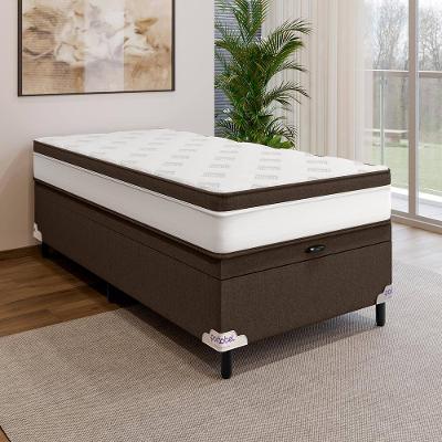 Cama Box Solteiro Portobel Noah 65x88x188cm Colchão Ortopédico Molas Ensacadas Box Baú Antiácaro