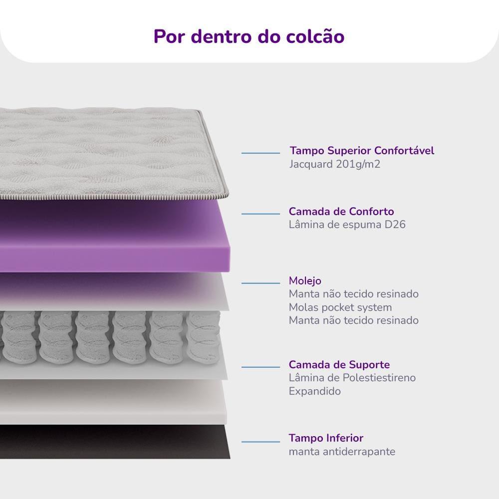 Cama Box King Size Portobel Noah 70x196x203 Colchão com Molas Ensacadas Box Baú Tecido Poliéster Marrom - 7