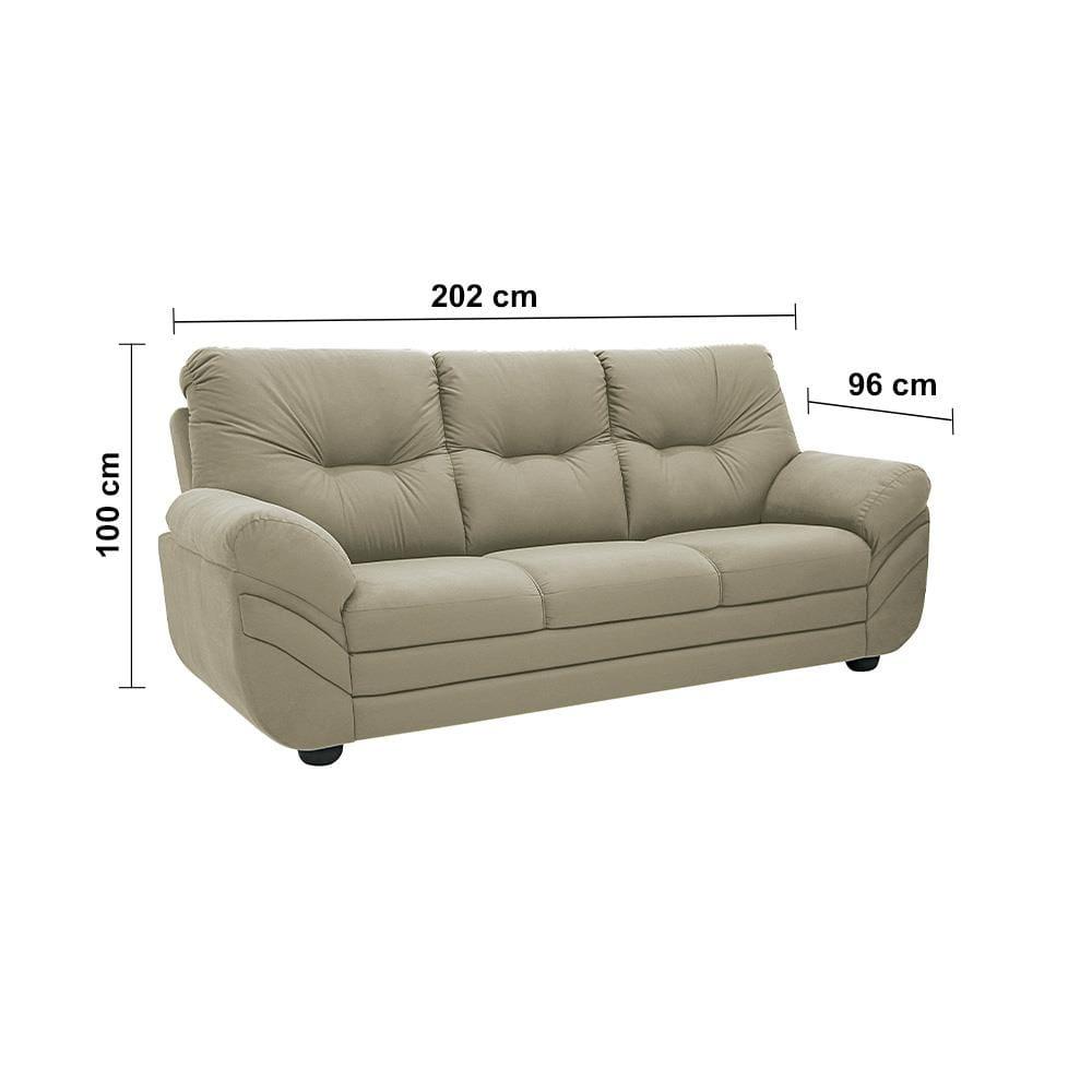 Sofá 3 Lugares Linoforte Francis com Almofadas Fixas e Revestimento em Suede 202 cm de Largura - 4