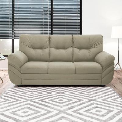 Sofá 3 Lugares Linoforte Francis com Almofadas Fixas e Revestimento em Suede 202 cm de Largura