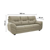 Sofá 3 Lugares Linoforte Francis com Almofadas Fixas e Revestimento em Suede 202 cm de Largura - 4