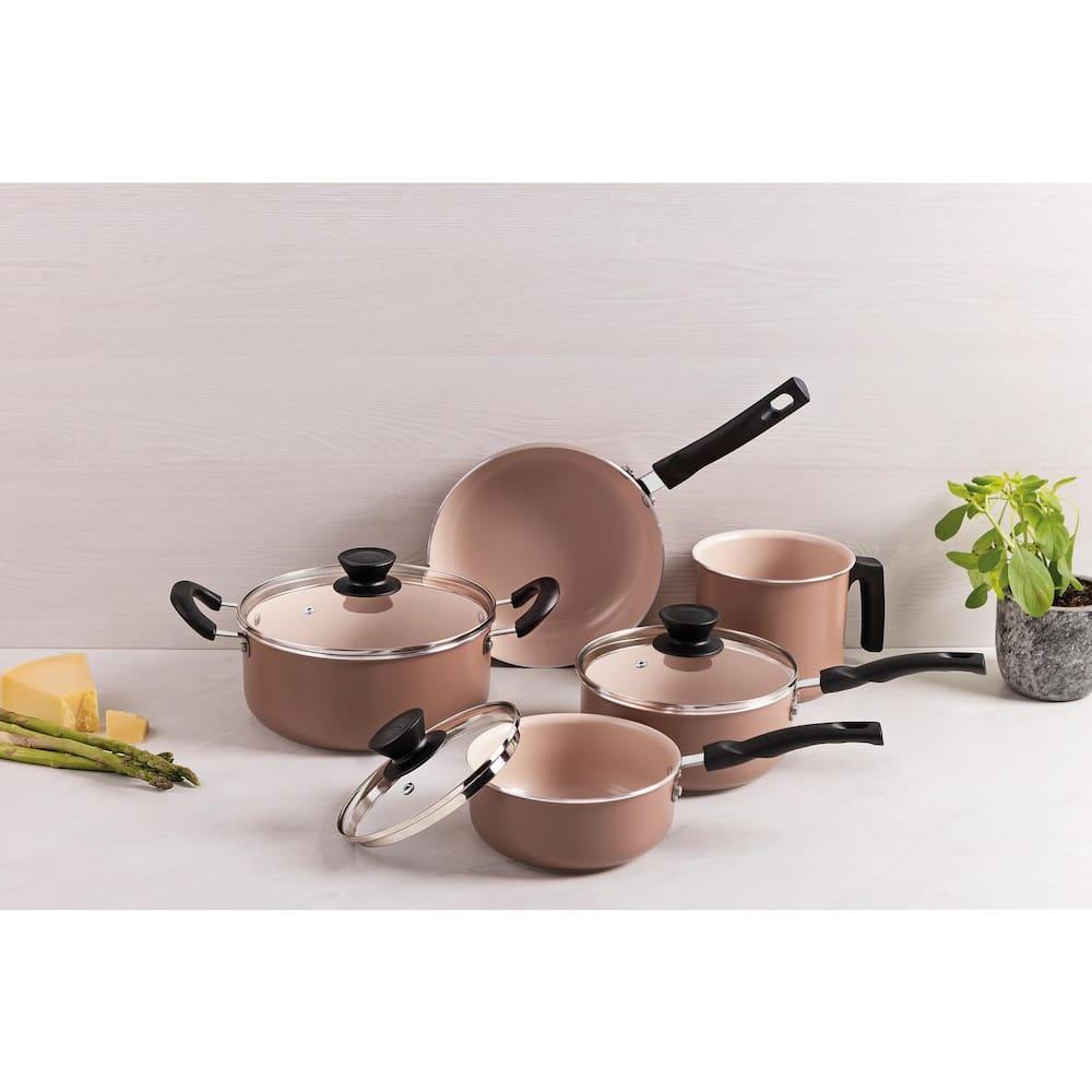 Jogo de Panelas Tramontina Évora 5 Peças Revestimento Cerâmico Tampas de Vidro Capuccino - 9