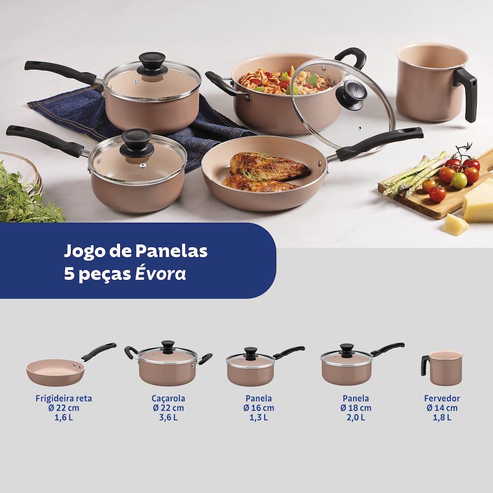 Jogo de Panelas Tramontina Évora 5 Peças Revestimento Cerâmico Tampas de Vidro Capuccino - 10
