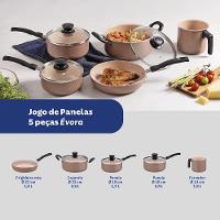 Jogo de Panelas Tramontina Évora 5 Peças Revestimento Cerâmico Tampas de Vidro Capuccino - 10