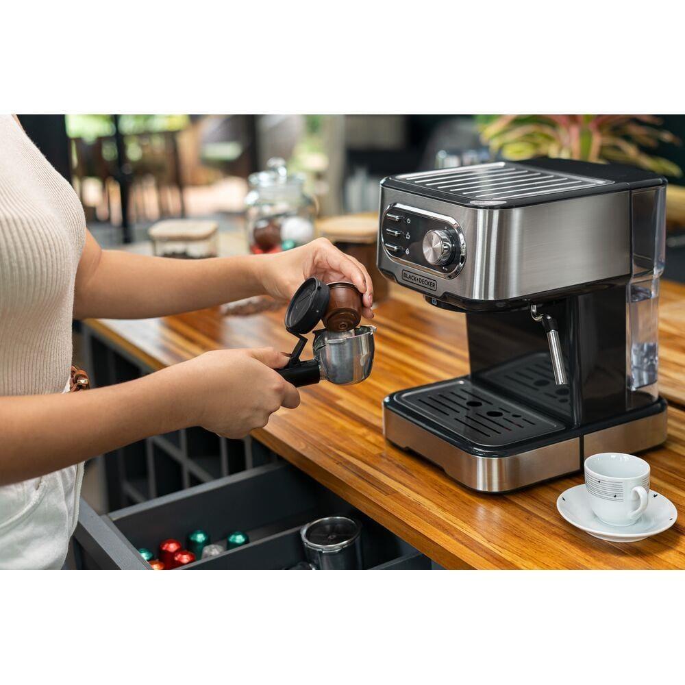 Cafeteira Espresso Black+Decker CE1100G Gourmand Gris 1100W Multifunções 1,5L Inox - 7