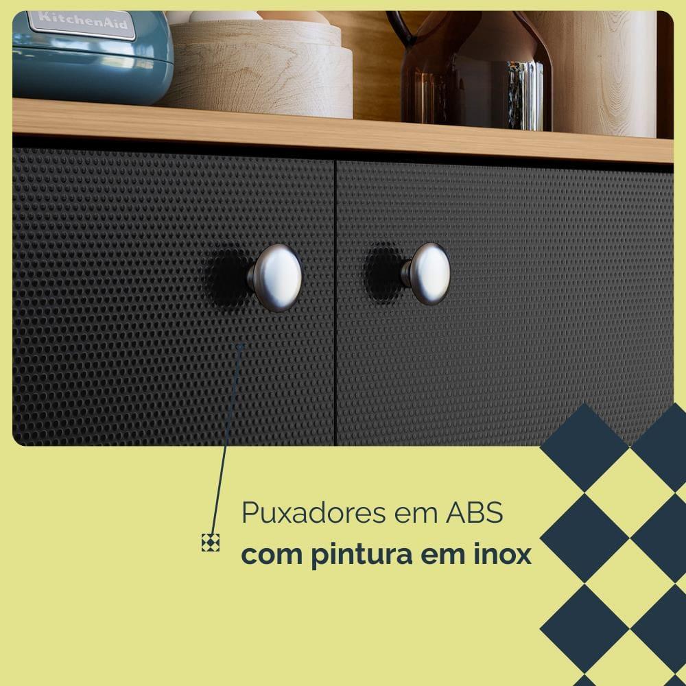 Cozinha Compacta Kits Paraná Style 6 Portas 1 Gaveta Ripado Freijó Puxador Inox Pés Reguláveis - 7