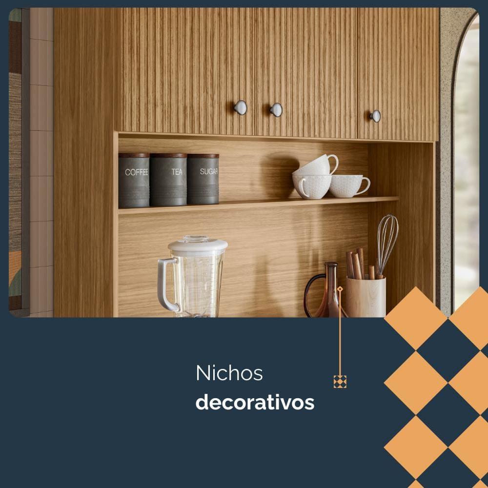 Cozinha Compacta Kits Paraná Style 6 Portas 1 Gaveta Ripado Freijó Puxador Inox Pés Reguláveis - 9