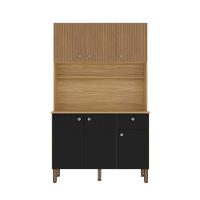 Cozinha Compacta Kits Paraná Style 6 Portas 1 Gaveta Ripado Freijó Puxador Inox Pés Reguláveis - 2