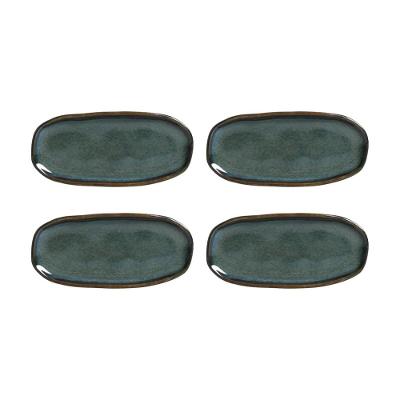 Conjunto de Travessas Ovais Rasas Porto Brasil Orgânico Oceano 16,5x8cm - 4 Peças