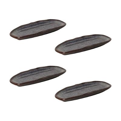 Conjunto de Travessas Ovais Rasas Porto Brasil Orgânico Titanium 16,5x8cm - 4 Peças