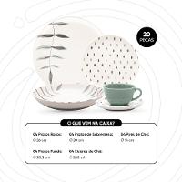 Aparelho de Jantar Oxford Samambaia 20 Peças Cerâmica Esmaltada Verde e Off White - 2
