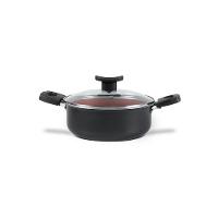 Caçarola Brinox Topázio 18cm 1,8L Antiaderente Pro-Flon Tampa Vidro Cinza Range - 1