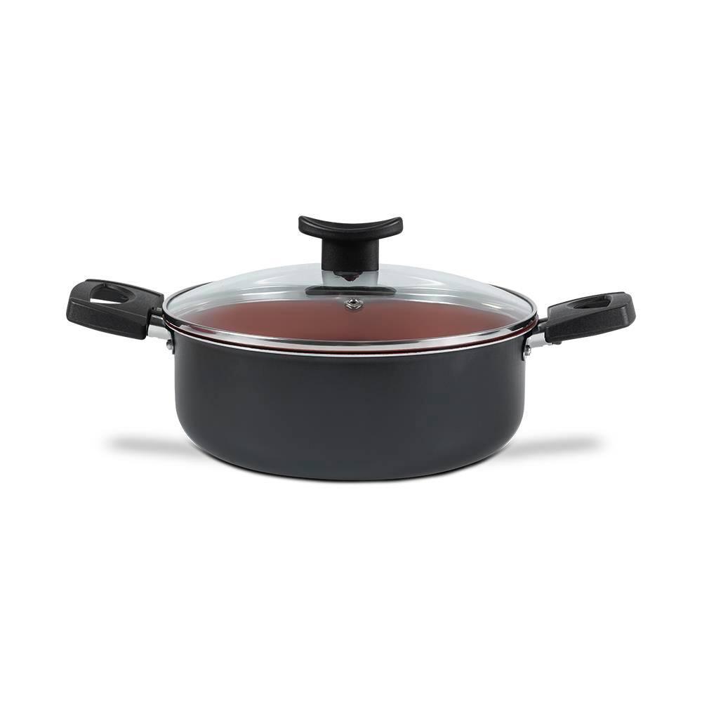 Caçarola Brinox Topázio 22cm 3,45L Antiaderente Pro-Flon Tampa Vidro Cinza Range - 2