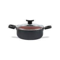 Caçarola Brinox Topázio 22cm 3,45L Antiaderente Pro-Flon Tampa Vidro Cinza Range - 1