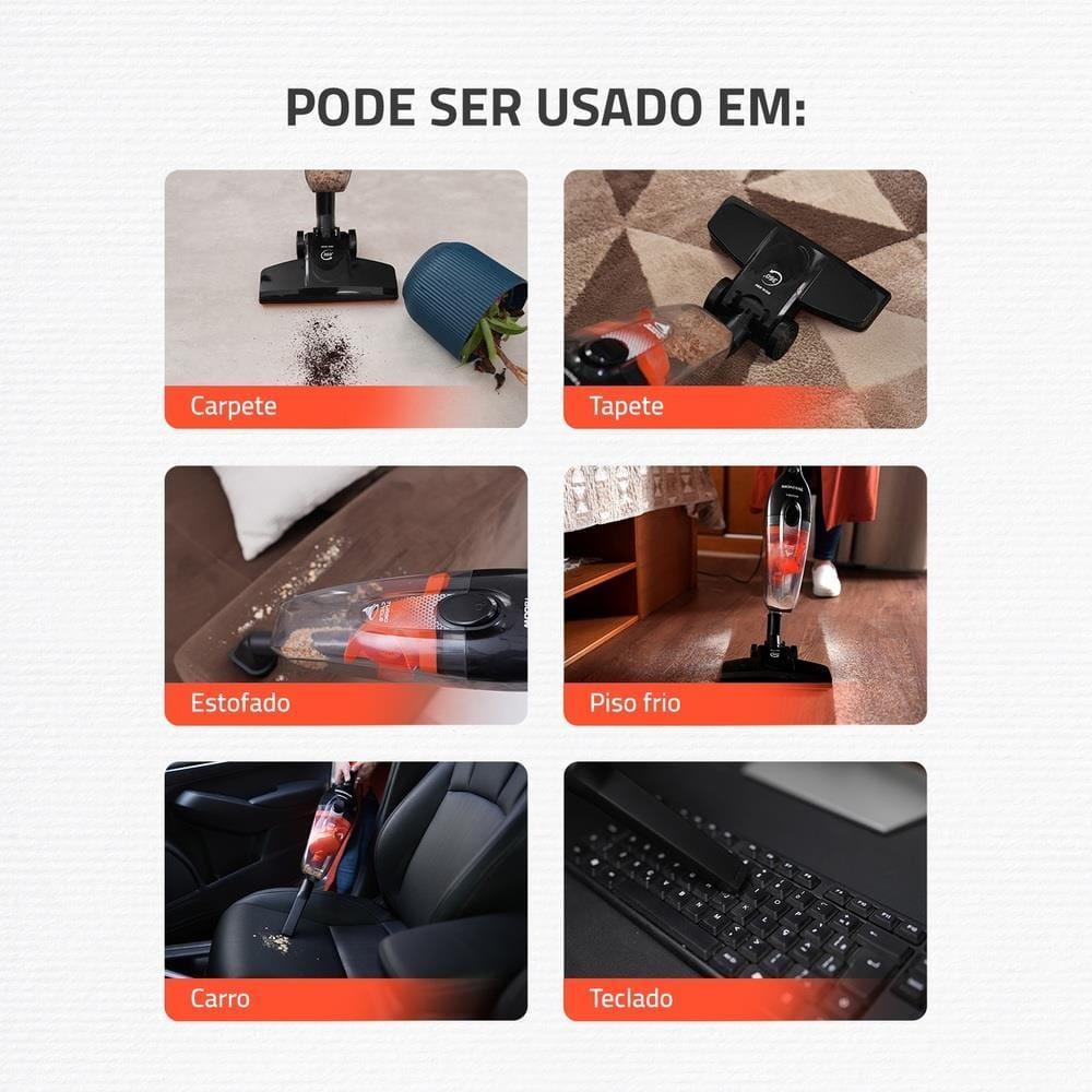 Aspirador Vertical Mondial AP40B 2 em 1 1500W Filtro Ciclone Lavável Preto e Laranja - 9