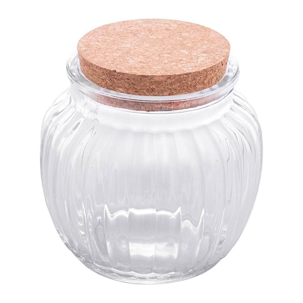 Pote de Vidro Lyor 600ml com Tampa de Rolha Classic Canelado Design Sofisticado - 1