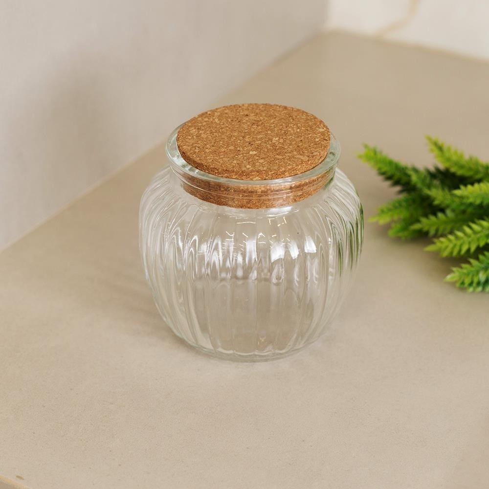 Pote de Vidro Lyor 600ml com Tampa de Rolha Classic Canelado Design Sofisticado - 5