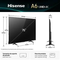 Smart TV 75” 4K Hisense 75A6NV DLED DTS VirtualX Vidaa U9 Preto - 8
