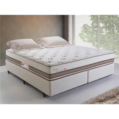 Cama Box Casal King Size Herval Sense Colchão Molas Ensacadas Pillow Top Base Box Bipartida Bege