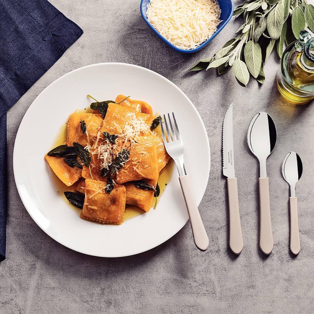 Conjunto de Panelas 5 Peças Tramontina Ravena Starflon Max Azul + Faqueiro 12 Peças Tramontina Leme Cinza - 5