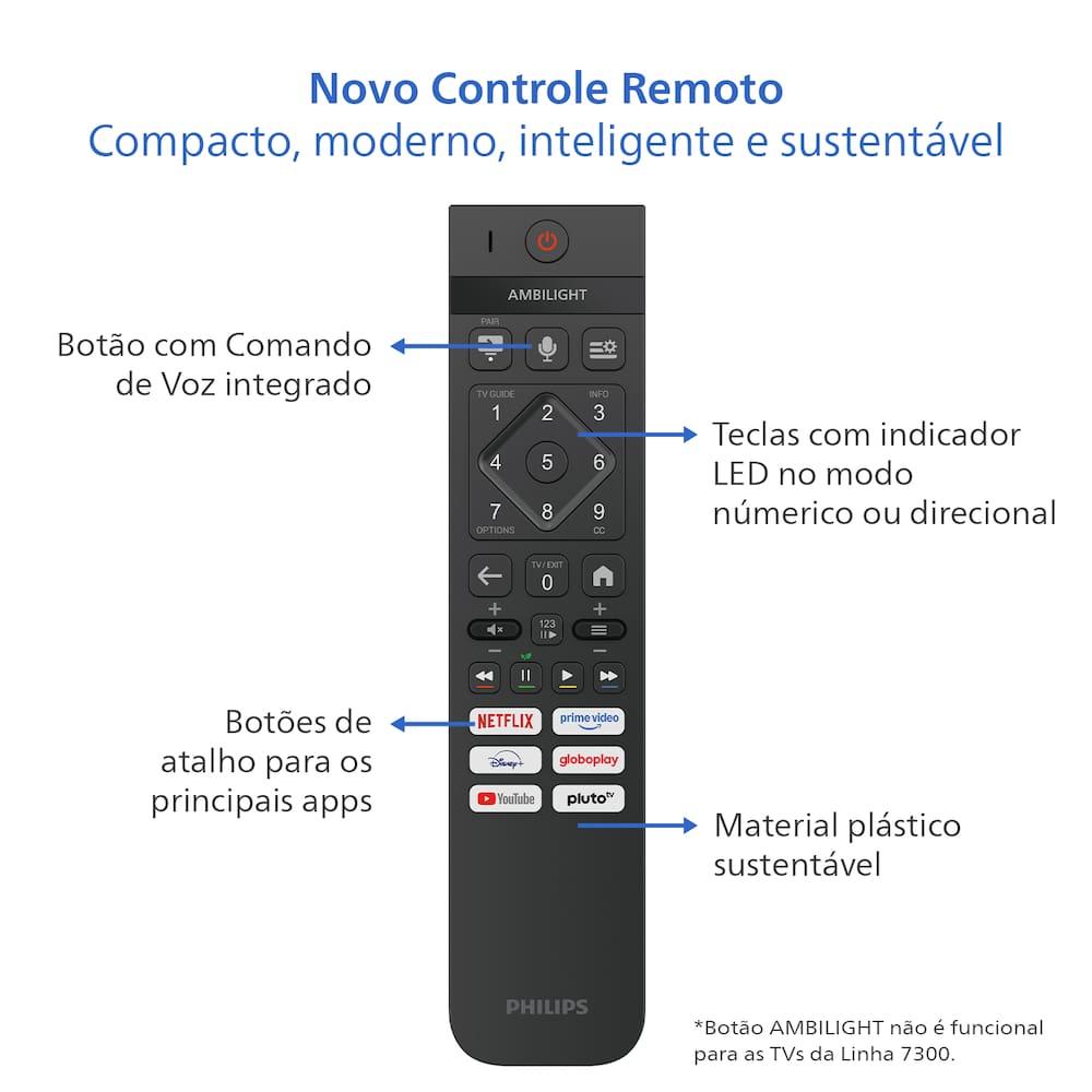 Smart TV 55" 4K Philips 55PUG7300/78 Titan OS Pixel Precise UHD Comando de Voz Preta - 8