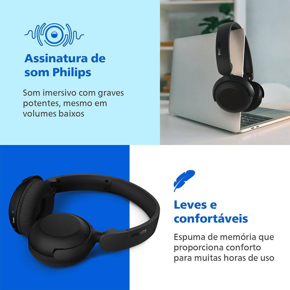 Fone de Ouvido Philips TAH2209BK/00 Headphone Bluetooth 25h Bateria Dobrável Preto - 13
