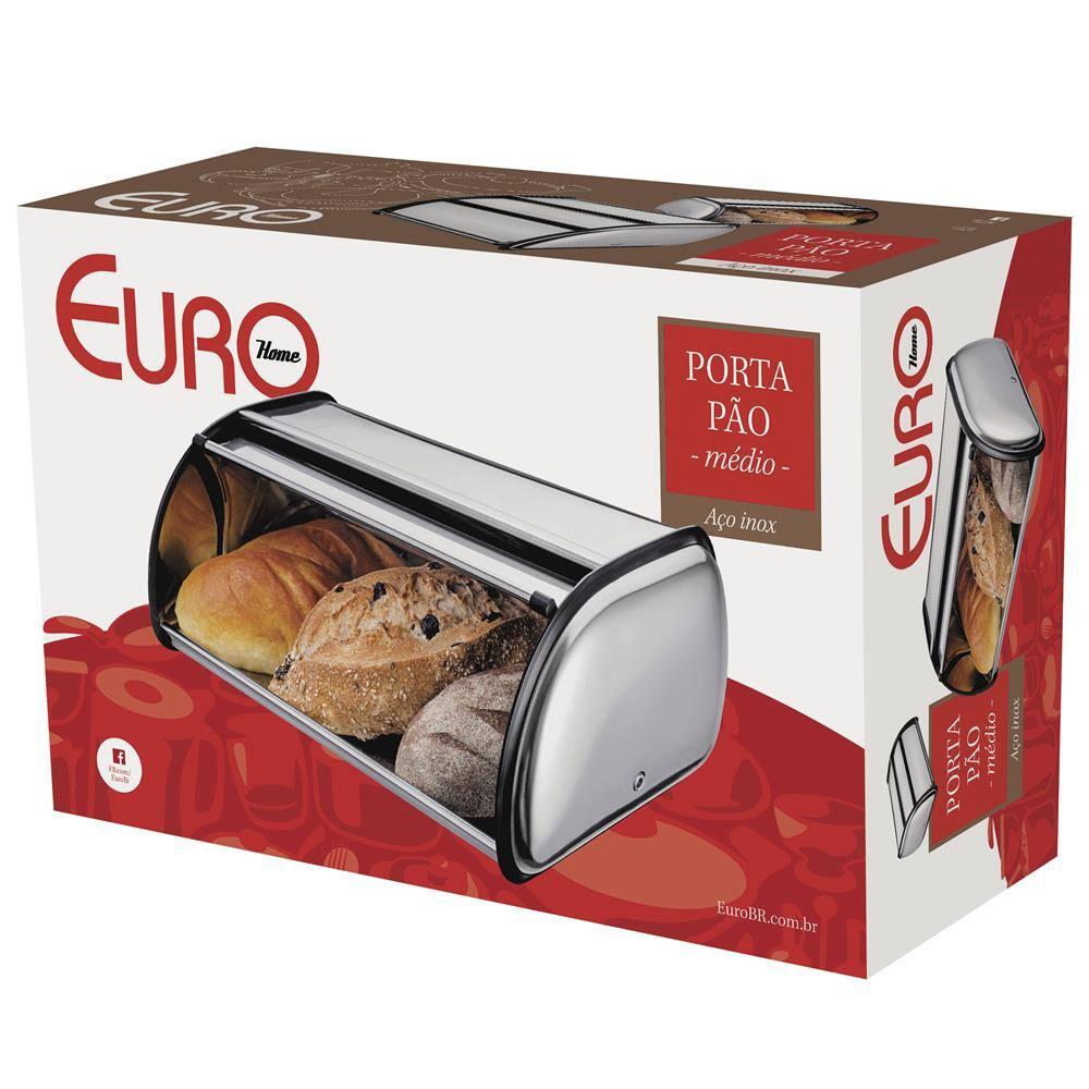 Porta Pão Médio Euro Home IN2225 em Aço Inox e Polipropileno - 4