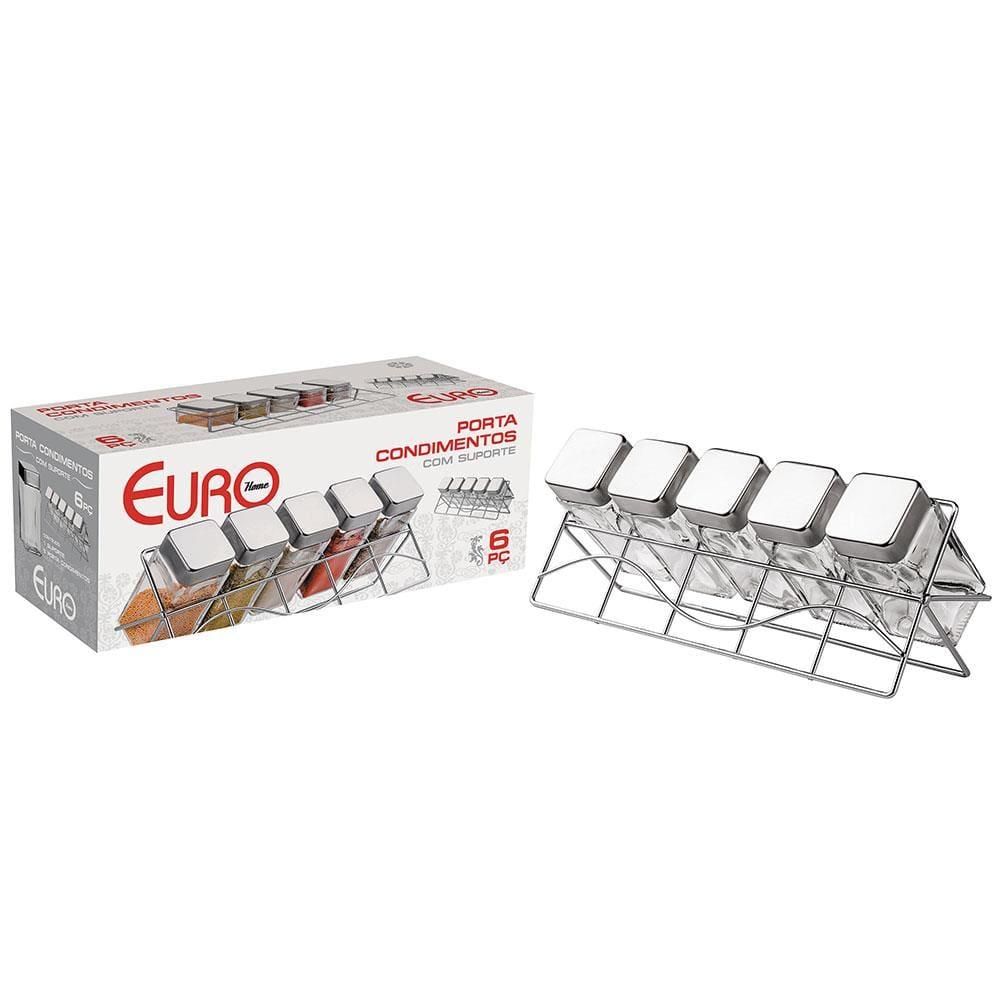 Porta Condimentos com Suporte Euro VDR0429 com 5 Peças - Transparente - 4
