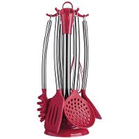 Conjunto de Utensílios de Cozinha Euro em Silicone com 7 Peças - Vermelho - 1