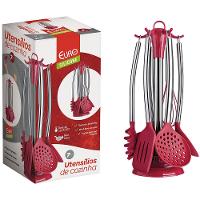 Conjunto de Utensílios de Cozinha Euro em Silicone com 7 Peças - Vermelho - 3