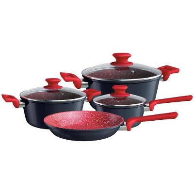 Conjunto de Panelas 4 Peças Euro Colorstone Antiaderente, Tampas de Vidro e Cabos de Baquelite - Titânio