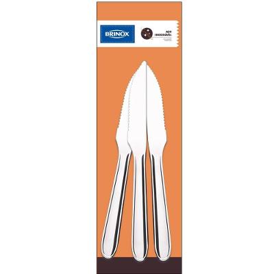 Conjunto de Facas de Churrasco Brinox Turim Aço Inox 3 Peças Polido com Friso Aço Inox